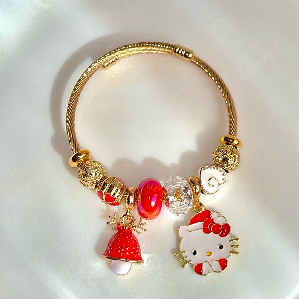 Christmas style bangle 18k gold plated, stainless steel